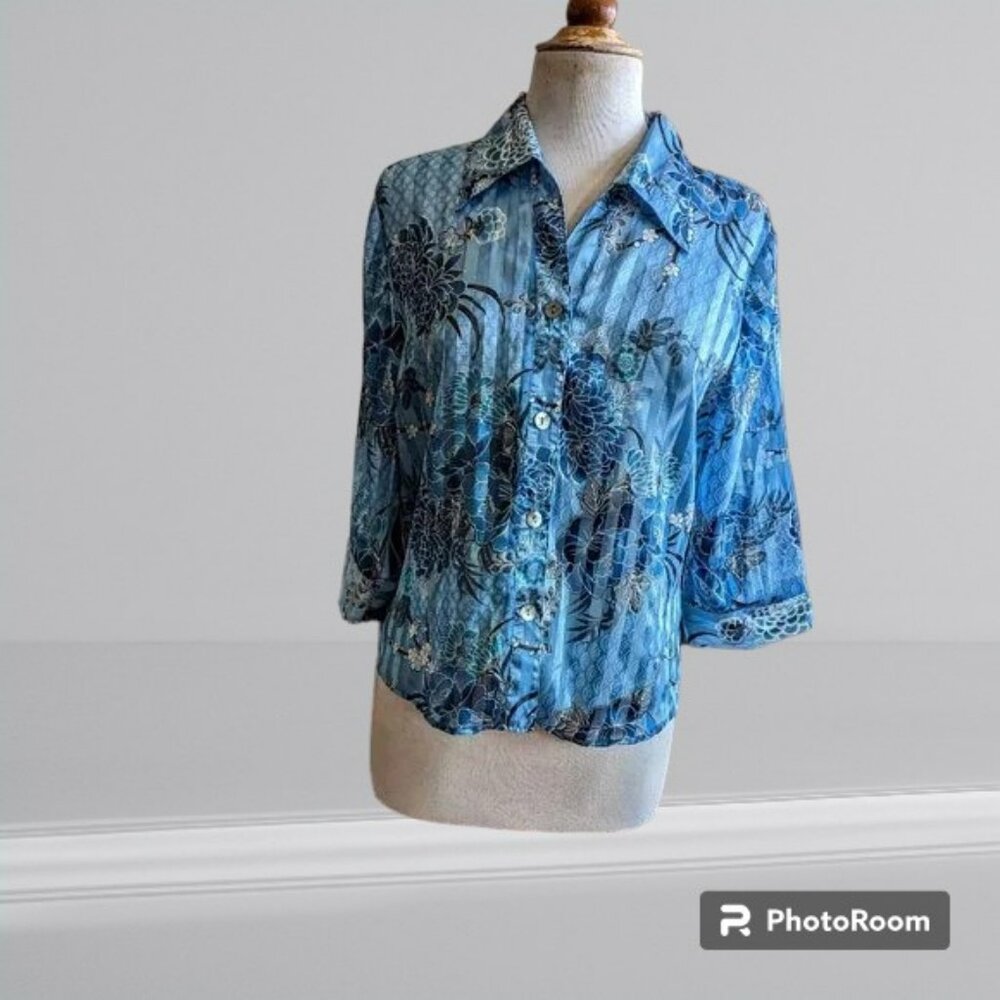 c.b. collections button-up blouse  SZ PL